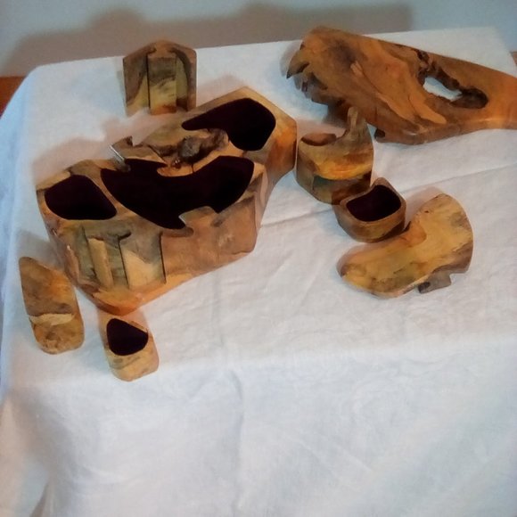 Handcrafted artist wood jewelry box men - Picture 5 of 8